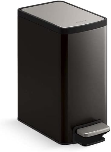 Vista 55 de Kohler 20956-ST - Escalón de cocina de reciclaje manos libres de 11 galones, cubo de basura con pedal de pie, tapa de cierre silencioso, acero Acero
