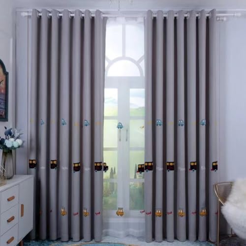 Lsimeru Auto Vorhang Kinderzimmer Junge Ösen 140x160 Kurz Stickmuster...