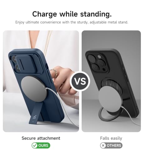 Image of SURITCH for iPhone 13 Pro Case with Magnetic Camera Slide Cover and Adjustable Kickstand, Compatible with MagSafe, Shockproof Bumper Case Slim Protective Cover for iPhone 13 Pro 6.1 Inch, Blue