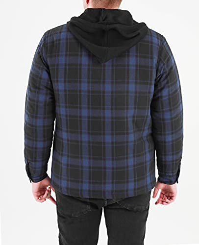 Image of ZENTHACE Men's Quilted Lined Hooded Plaid Jacket,Zipper & Snap Closure