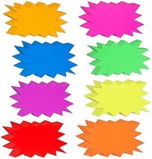 96 Pieces Neon Paper Starburst Sale Signs Starburst Classroom Name Tags Star Burst Poster Board Star Shape Paper Party Food Labels Fluorescent Neon Sign Tags Assorted Colors Blank Retail Store Sign