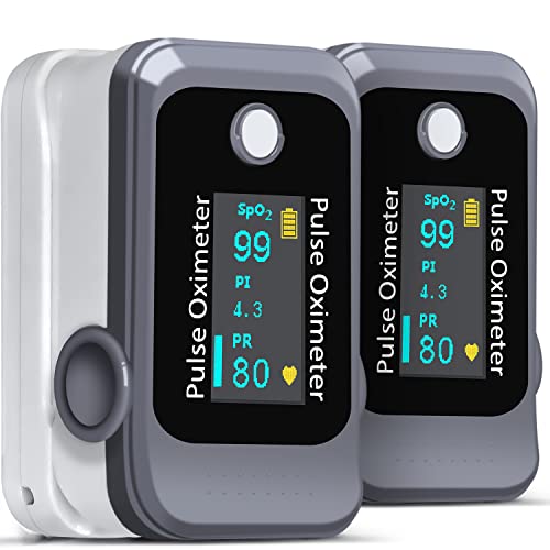 2 Pack Pulse Oximeter Fingertip Blood Oxygen Saturation Monitor and Heart Rate Monitors / Oxygen Meter Finger Pulse Oximeter