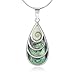 Chuvora 925 Sterling Silver Beautiful Shiva Eye and Abalone Shell Inlay Teardrop Pendant Necklace, 18"