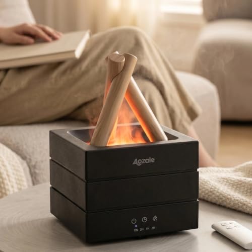 Aozale Campfire Flame Fire Diffuser Bonfire Aromatherapy Essential Oil Diffuser 280ML Ultrasonic Mist Humidifier with Remote 7-Color LED Timer Auto Shut-Off for Bedroom Office Yoga Gifts