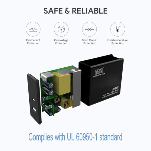 Image of MX 30W Fast Charger USB C PD Wall Charger Dual Port Adapter (USB-C + USB-A) Compact Mobile Charger for iPhone 15 /14 /13 /12, Samsung Galaxy, Pixel, iPad, Android Phones & Tablets Travel Power Adapter