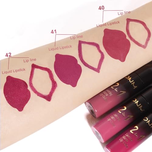 Image of evpct 3Pcs Mauve pink Berry pink Rose red Lip Stain Paint Matte Lip Liner and Lipstick Set Long Lasting labiales matte mate larga duracion listip 24 hour a prueba de agua mate 24 horas originales
