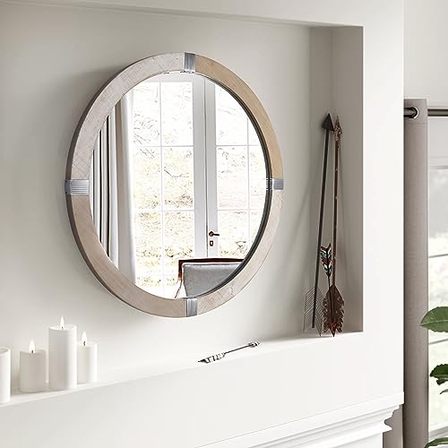 Rustic-Round-Mirrors-315-Wooden-Circle-Mirror-Hanging-Wall-Decorative-Mirror-Distressed-Natural-Wooden-Farmhouse-Frame-with-White-Wash-Edge-for-Bedroom-Bathroom-Living-Room-or-Entryway Rustic Round Mirrors 315 Wooden Circle Mirror Hanging Wall Decorative Mirror Distressed Natural Wooden Farmhouse Frame with White Wash Edge for Bedroom Bathroom Living Room or Entryway