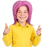 PUREHAIR Short Pink Synthetic Hair Costume Wig with 2 PCS Purple Ombre Tattoos – Natural Looking Cosplay Wigs for Halloween Party, Cosplay Events (Pink)
