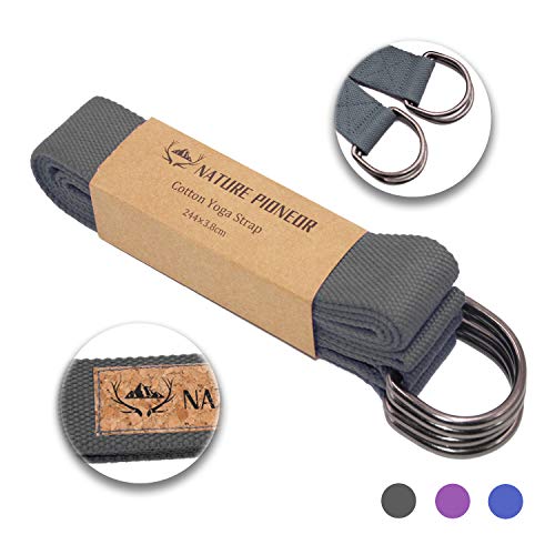 NATURE PIONEOR 8 FEET Yoga Strap for Stretching, 100% Cotton Stretch Bands
