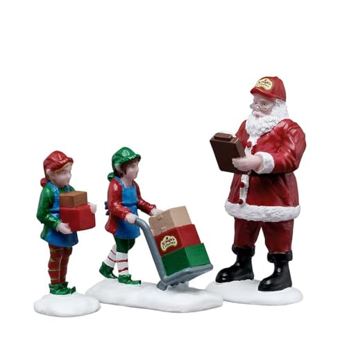 Lemax Set 3 Personaggi Pronti Per La Spedizione Ready For Shipping In Resina H6,8X7,9X4,3 Cm