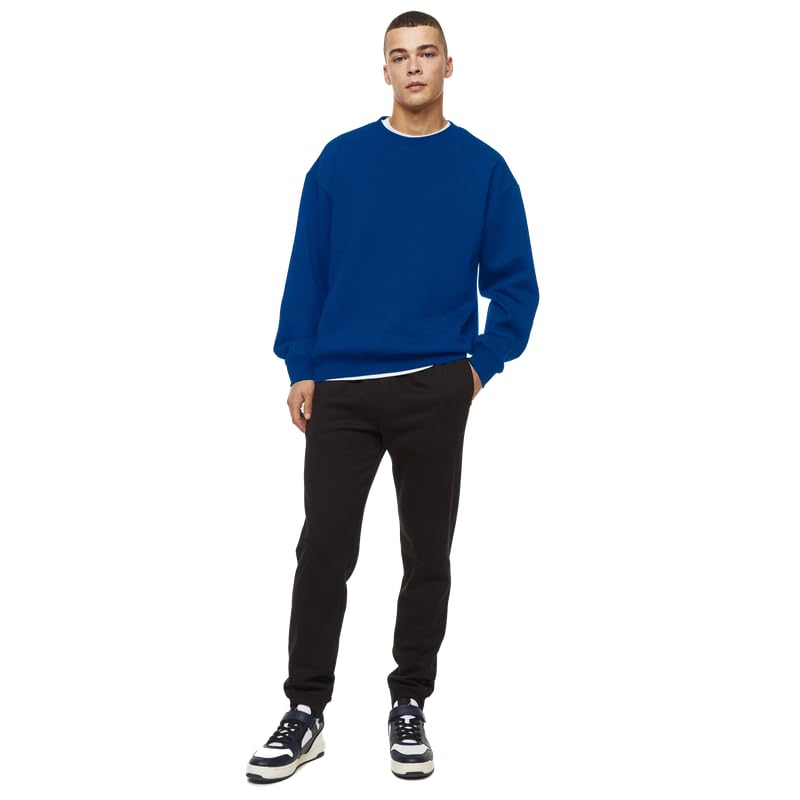 Image of DROBE Cotton Blend Round Neck Solid Sweatshirt for Men