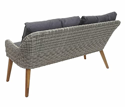BJYX gartenlounge Gartengarnitur, Lounge-Set, Akazie halbrundes Poly-Rattan Spun Poly – Bild 3
