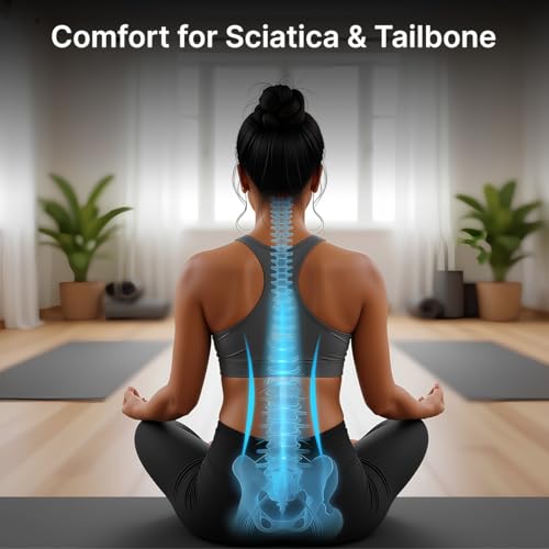 Image of pTron Ergova S2 Core Support Seat & Backrest Cushion, L-Shape, 100% Memory Foam, Enhanced Sitting Comfort, Pressure Relief, Reduced Muscle Fatigue, Non-Slip, Suitable for Home Office & Cars (Black)