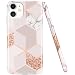 JAHOLAN iPhone 11 Case Bling Glitter Sparkle Marble Design Clear Bumper TPU Soft Rubber Silicone Cover Phone Case for iPhone 11 6.1 inch 2019 - Rose Gold