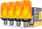 Morsatie Christmas Decorations,【Upgraded Flame】 LED Flame Light Bulbs, 4-Mode Flickering Light Bulbs with Upside Down Effect, E26 Fire Light Bulb for Halloween Party Porch Patio Indoor Outdoor, 4 Pack