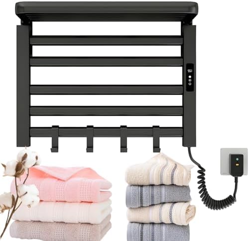 Electric Heated Towel Rack - Wall Mounted Radiator with 1-24H Timer Adjustable 30-70°C Bathroom Towel Warmer Energy-Efficient Heated Towel Rail for Luxurious Comfort