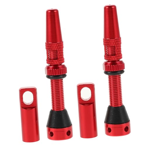 BRIGHTFUFU 40mm Red Aluminum Alloy French Vacuum Valve Replacement Kit for Bike Tubeless Tires