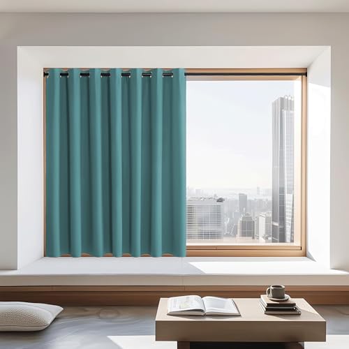 NICETOWN Blackout Curtains 72 inches Long, Grommet Privacy Window Treatment Thermal Insulated Room Darkening Sliding Glass Door Drape for Bedroom Living Room, 1 Panel, W100 x L72, Sea Teal