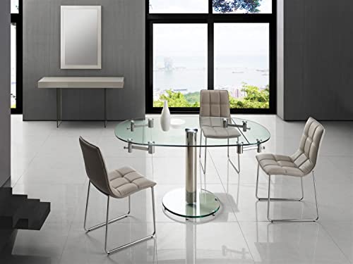 Casabianca Furniture Thao Stainless Steel/Clear Glass Extendable Dining Table By Casabianca Home, #TOP3