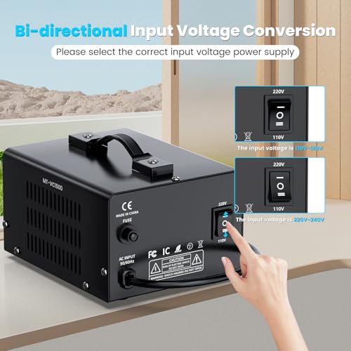 1500W Voltage Converter Transformer(110V to 220V or 220V to 110V) Step Up/Down Converter 110/120 Volt - 220/240 Volt w/US Power Cord,Circuit Breaker Protection, LCD Screen Display, Manual Setting3