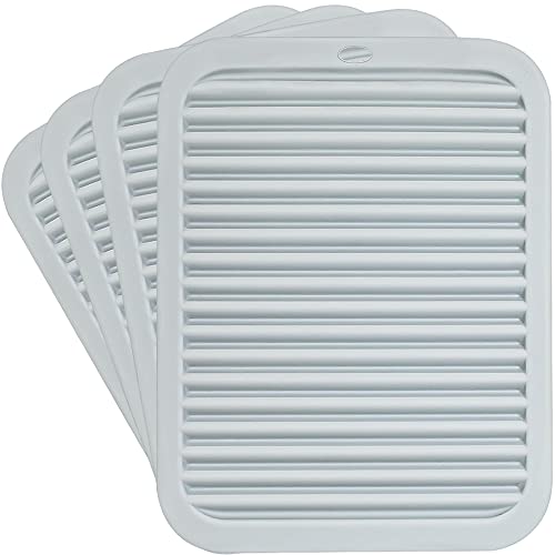 4 Pcs Silicone Trivets For Hot Pots And Pans 9"X12" Heat Resistant Trivet Mat Hot Pads For Kitchen Quartz Countertops Multipurpose Non-Slip Potholders Pot Holders Trivets For Hot Dishes-Rectangle Grey #TOP21