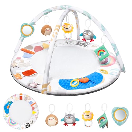 Image of Montessori Baby Play Gym & Activity Mat for Brain Development (0-12Mo) | 5-Sensory Zones + 5 Toys |Portability Tummy Time Activity Mat Stage-Based for Newborn Brain Development Essential & Gift-Ready