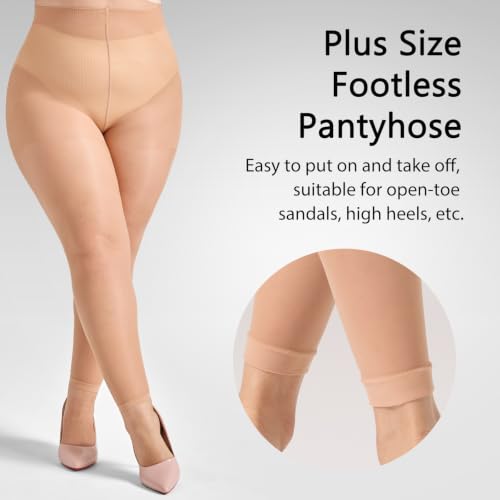 Aaronano 2 Pairs Plus Size Body Shaping Footless Sheer Pantyhose For Women by Aaronano - Used condition - Image 2