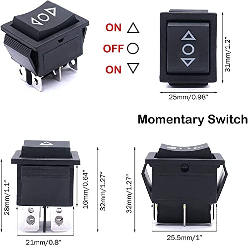 Interrupteur à bascule 3 positions momentané DPDT double circuit AC 250V - 2