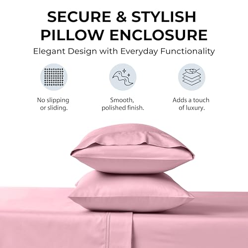 Full Size Sheet Set, 500 TC Single-Ply Cotton Sateen, 4-Piece, Blush by Mayil Manor - Used condition - Image 6