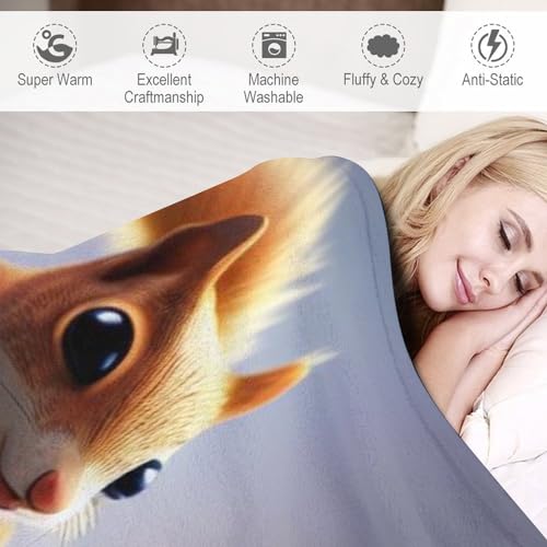 Couverture écureuil contre le froid pour canapé et lit en flannel douce