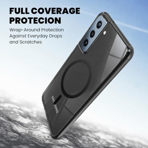 Image of Elzzi Anti Scratch Semi Translucent Cover for Samsung S21 FE Case, Premium PC + TPU Magnetic Phone Cases Drop Proof, Compatible with Magsafe Slim Never Yellowing Shockproof