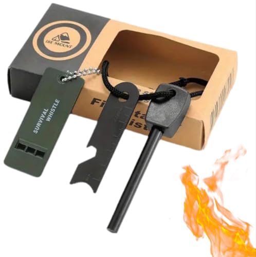 Acciarino, Pietra Focaia,Accendino Campeggio Con Manico i, Sopravvivenza Raschietto,Multi utensile,Escursioni Set,Kit,Emergenza, Scintille Potenti, Accendi Fuoco