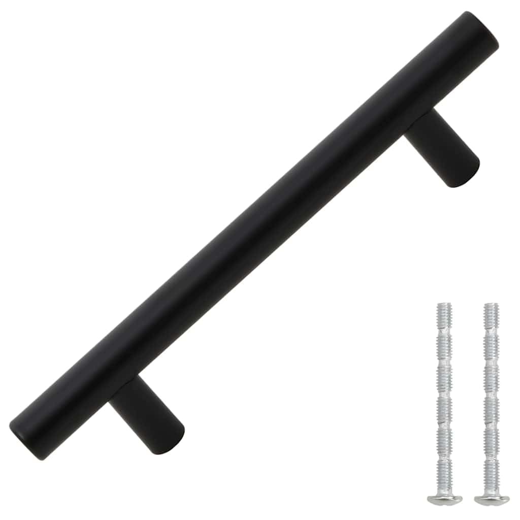 Möbelgriffe 10er Set Schwarz 96 mm Edelstahl T Griff für Schrank Schublade Tür Kommode Küche Bad, T Form für einfache Montage bei Renovierung