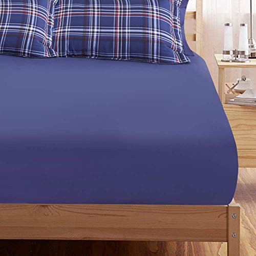 Emme Queen Plaid Comforter Set With Sheets Bed In A Bag 7-Piece, Brushed Microfiber Goose Down Alternative Bedding Set, Soft Comfortable Bed Set For All Season (Full/Queen, Blue Plaid) #TOP2