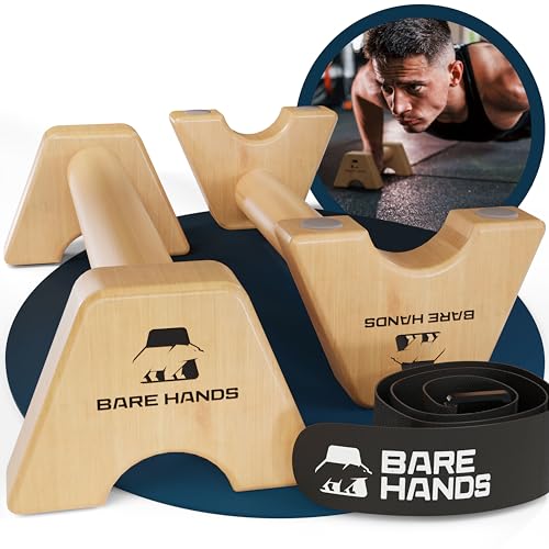 BARE HANDS Liegestzützgriffe – 2x gelenksschonende & rutschfeste Holz...