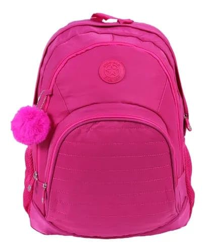 Mochila Feminina Impermeável com chaveiro de Pompom Rosa