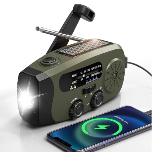 Notfall Kurbel Radio, 2000mAh/7400mWh Akku Kurbelradio Solar...