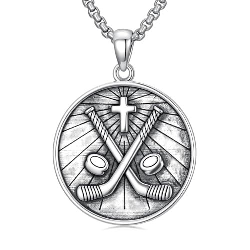 Collier de sport en argent avec pendentif hockey, le style patinoire au quotidien