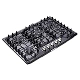 Deli-Kit 30 Inch LPG/NG Gas Cooktop Dual Fuel 5 Sealed Brass Burner Stainless Steel Hob 110V AC puls