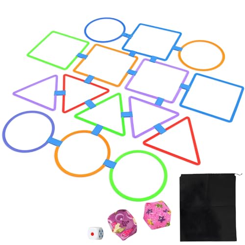 ドナリー けんけんぱリング 運動遊びセット 形3種類 フルセット 38cm 体幹 バランス トレーニング 幼児 小学生 やわらか投げ袋 サイコロ 収納袋付き 室内外両用 軽量