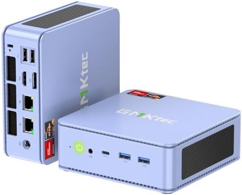 GMKtec Nucbox M5 Plus Gaming Mini PC - AMD Ryzen 7 5825U Mini Computers with 16GB(8GB*2) DDR4,512GB PCIe3.0 SSD Micro PC with Dual 2.5G LAN,Triple Display - Blue