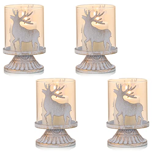 Sziqiqi 4er Set Vintage Kerzenleuchter Kerzenhalter Windlichthalter aus...