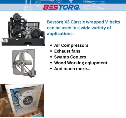 BESTORQ A50 or 4L520 V-Belt, Classic Wrapped Rubber X3 V-Belt, Black, 52" Outside Circumference x .51" Width x .34" Height, Pack of 2 - 5