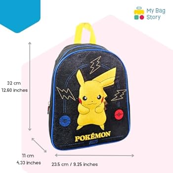 Rugzak Voor Kleuterschool En Basisschool Pokémon Blauwe Rugzak Voor Kinderen Maat 32 Cm Verstelbare Bandjes Zwarte Rugzak Met Print