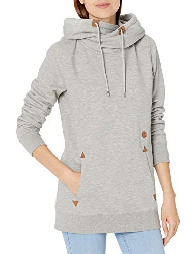 Volcom Women's Tower Pullover Heather Fleece Hooded Baselayer Sweatshirt, HEATHER GREY, S