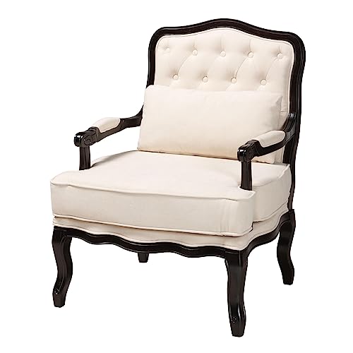 Baxton Studio Traditional French Cream Wood Accent Chair