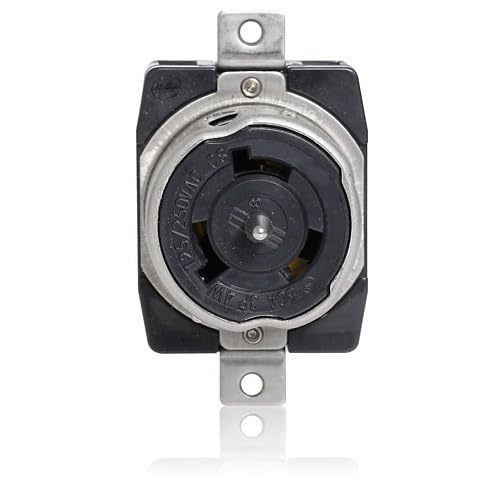 50 Amp, 125/250 Volt, Black & White Locking Flush Mount Receptacle, Industrial Grade, Mfr: CS6369-A