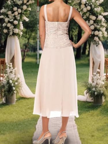 Mother of The Bride Dresses Tea Length Grandmother of The Bride Dress for Wedding Guest Groom Gowns with Lace Jacket3