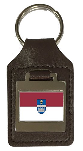 Porte-clés cuir Daugavpils drapeau de Lettonie : voyagez chic tous les jours
