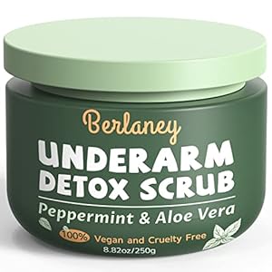Body Scrub and Armpit Detox Scrub 8.8 oz with Peppermint, Aloe Vera and Walnut Shell Powder, Underarm Scrub Helps on Removing Odor, Deep Cleanse & Exfoliating, for Legs, Knee, Feet, Hands Whole Body